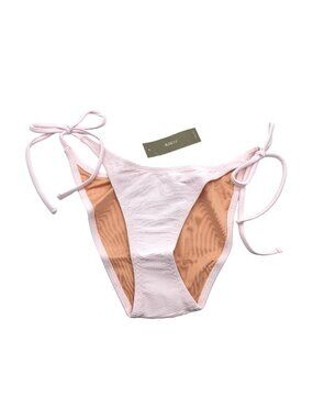 J.Crew Womens Mid Rise Ribbed Curved Waist Cheeky String Bikini Bottom Pink M